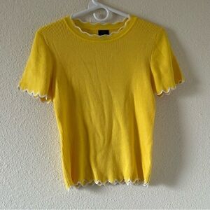 12th Heart Women’s Ribbed Top Sz Large Yellow Scallop Trimmings Coquette Cutesy